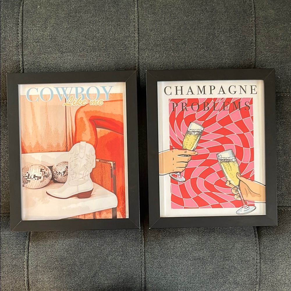 Framed Canvas Art Prints - Taylor Swift Cowboy and Champagne